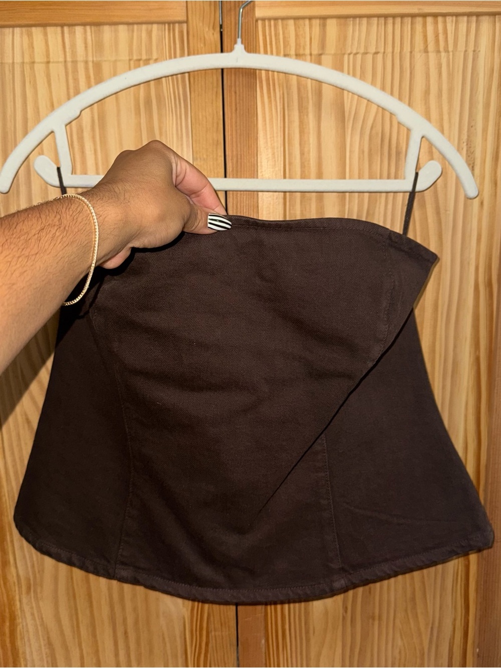 Zara Denim Strapless Chocolate Brown Tube Top